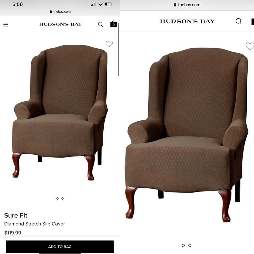Sure Fit Diamond Stretch Slip Cover WingBack